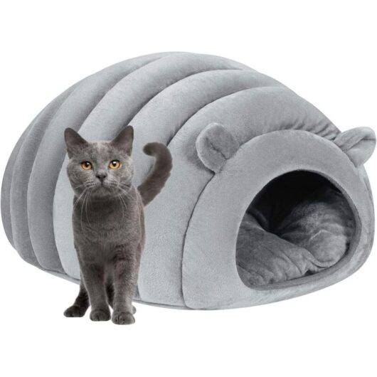 Warm Cat Niche, Soft Dome Cave, Kitten Bed, Kennel, Cozy Dog Basket, Indoor Pet Nest Bed, Sleeping Bag with Removable Cushion for Puppies and Small
