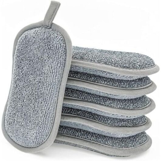 Washable Dish Sponge, 6 Non-Scratch Double-Sided Scrub Pads Antibacterial Microfiber Kitchen Sponge Effectively Cleans All Surfaces. Ideal for