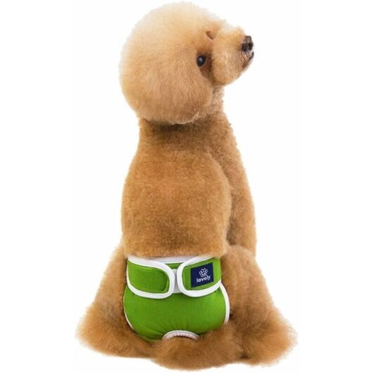 Washable Female Dog Diaper, Absorbent Sanitary Pants for Female Dogs, Reusable Diapers for Dogs and Cats, Hygienic Pants for Female Dogs, Green XL