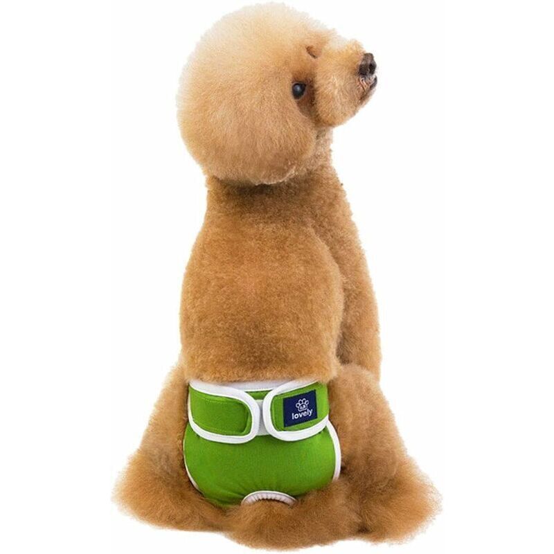 Washable Female Dog Diaper, Absorbent Sanitary Pants for Female Dogs, Reusable Diapers for Dogs and Cats, Hygienic Pants for Female Dogs, Green XL