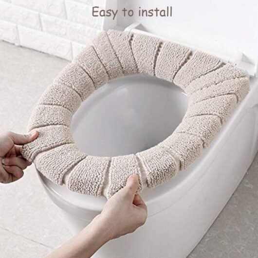 Washable Retractable Toilet Seat Cushion Mats, Warmer Toilet Seat Cushion, Universal Colorful Toilet Seat and Tank Cushion (Beige, Pink)