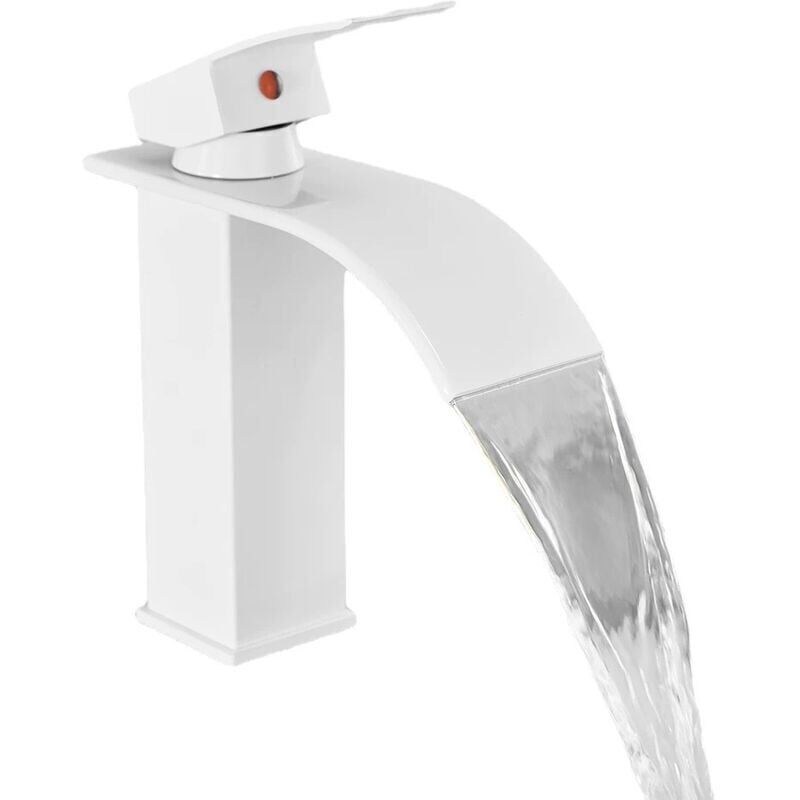 White waterfall basin mixer tap - Anti-splash - High-purity brass - 30% water saving - Easy installation without a plumber
