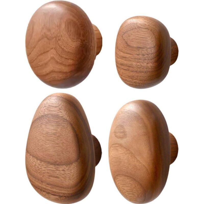 Wooden Wall Hooks, 4 Pieces Wooden Coat Hooks, Decorative Wall-Mounted Coat Hooks, Handmade Wooden Wall Hanger
