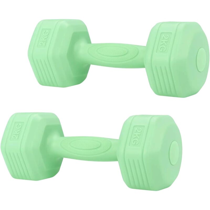 Youyijia Trintion 2 2kg Dumbbells Set Dumbbells Coating Strength Training Workout Fitness (Green)