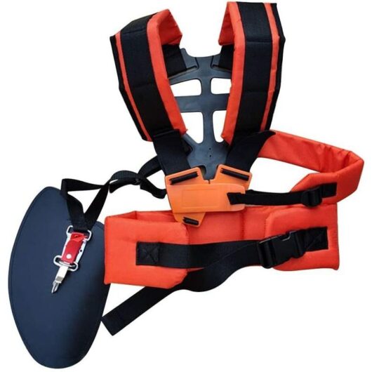 1 adjustable, comfortable effort harness for brush cutters and lawnmowers a universal accessory for gardening tools.