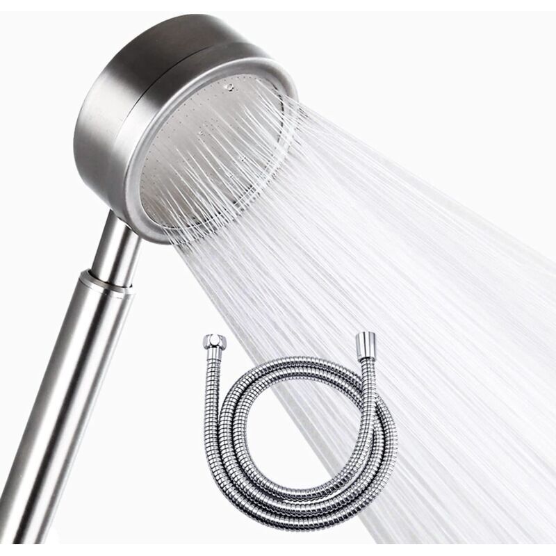 1 stainless steel pressure shower head, 42% water saving, 1.5m hose, bathroom