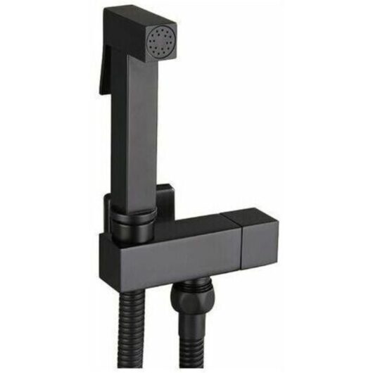 1 toilet bidet kit in matte black brass, 150 cm flexible hose, for personal hygiene and enhanced accessibility