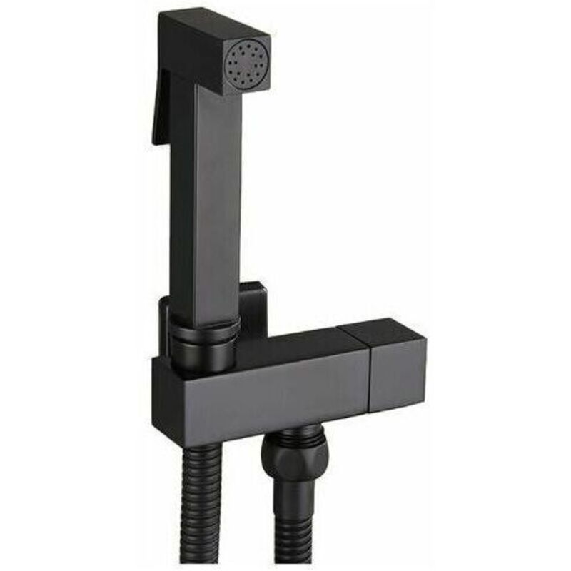 1 toilet bidet kit in matte black brass, 150 cm flexible hose, for personal hygiene and enhanced accessibility