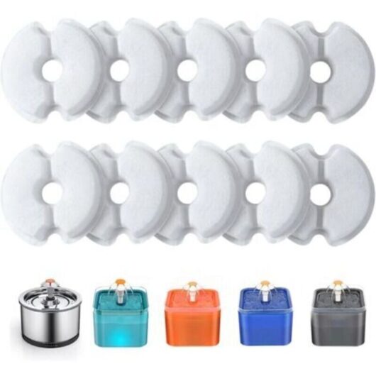10-Piece Water Fountain Filter Set, Replacement Filters for 2L & 2.5L Cat Fountains with Activated Carbon & Resin, Triple Filtration