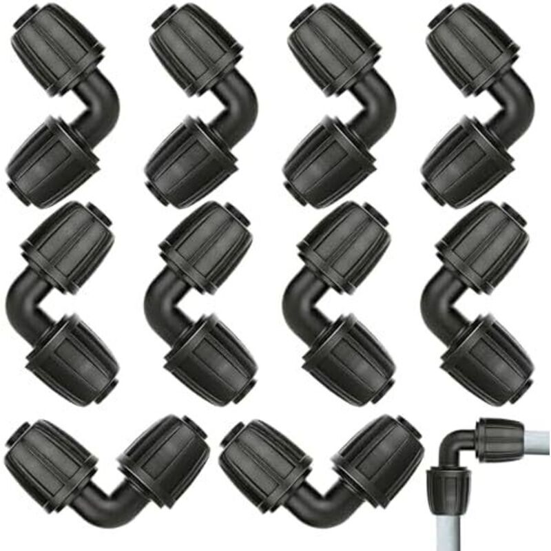 10 Pieces Micro Drip System L-Fitting - 1/2" Joint, Elbow Hose Connectors, Universal, Robust and Durable, for Agricultural and Domestic Irrigation