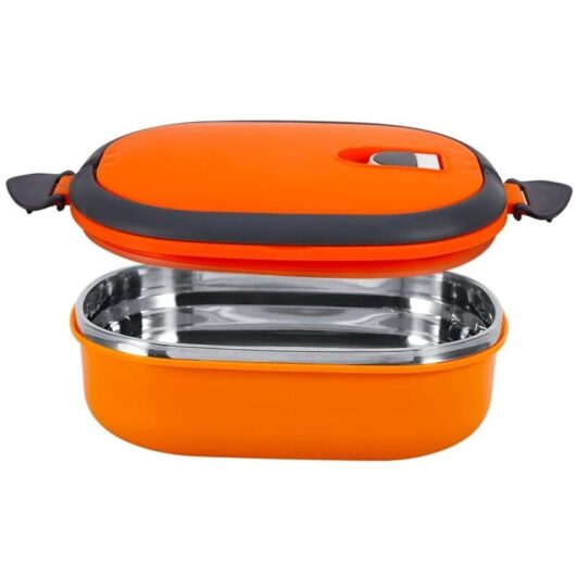 100% leakproof, insulated stainless steel lunch container, ideal for office, school, and hot/cold transport