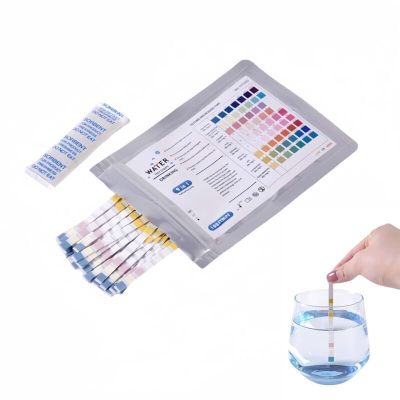 100 pcs 9-in-1 test strips for drinking water, analyzes lead, nitrate, pH, nitrites, chlorine, hardness, reliable tester for home and office