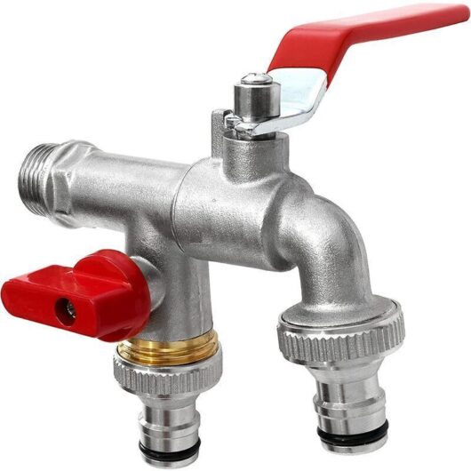 1/2" (15/21) Premium Double Brass Water Faucet, Rust and Frost Resistant + 2 Free Hose Fittings + Ebook