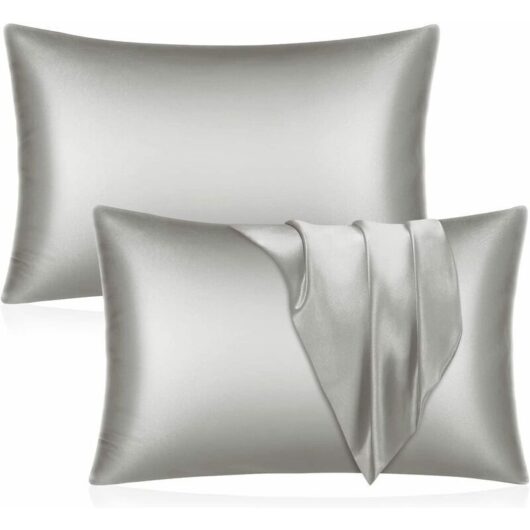 2 satin pillowcases, 51 x 76 cm, envelope closure, anti-breakage and anti-wrinkle, for sensitive skin and curly hair