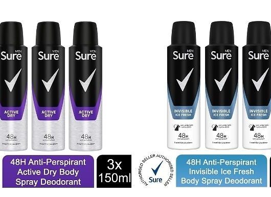 3-Pack Sure For Men Anti-Perspirant - Active Dry or Ice Fresh