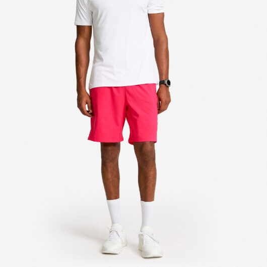 Men's Breathable Fitness Shorts With Zip-up Pockets - Dark Pink