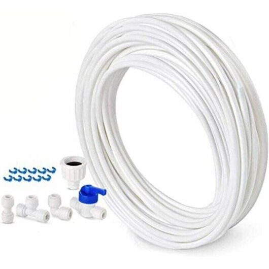 [NEVER USED] 10m Water Supply Hose - Fitting Kit for Double Door Refrigerators - 6.3mm Diameter - Quick, Tool-Free Installation