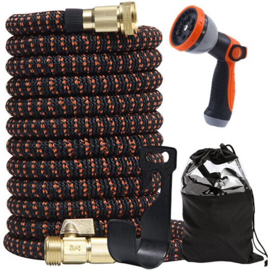 [NEVER USED] 15m/50ft Expandable Garden Hose with 10 Spray Patterns. Fits 1/2" and 3/4" Taps. Durable Solid Brass Fittings. For Garden Watering and