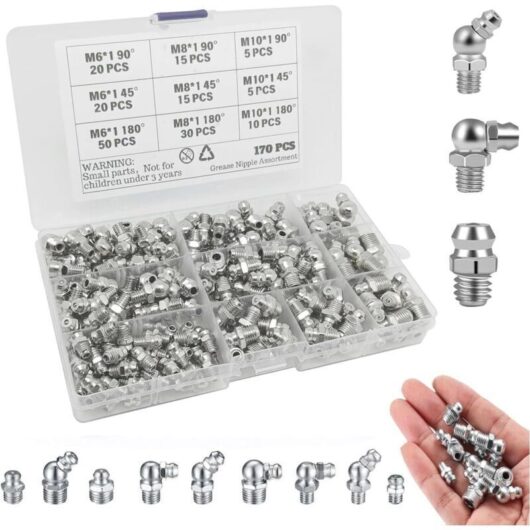 [NEVER USED] 170-Piece Grease Fitting Assortment, Screw-in Grease Fittings, Machine Grease Fittings, M6 M8 M10 Grease Fittings, Straight Grease