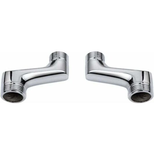 [NEVER USED] 2-piece countertop angled shower fitting, brass elbow reducer, adjustable swivel arm, wall-mounted countertop angled connection, offset