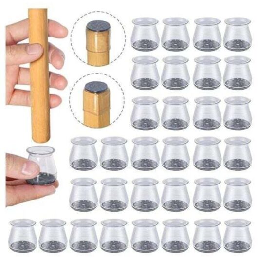 [NEVER USED] 32-Piece Silicone Chair Leg Protectors, Size: Small (Fits 23-32 mm), Small Chair Pads, Transparent Silicone Floor Protectors for Chair