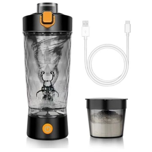 [NEVER USED] Electric shaker with a 650 ml capacity, rechargeable via USB-C, for protein shakes and meal replacements.
