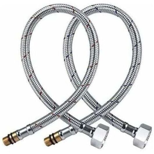 [NEVER USED] G1/2 Stainless Steel Flexible Hose - Standard 1/2" BSP Fitting - 600 mm Length - High Pressure and Temperature Resistant - Pack of 2 -