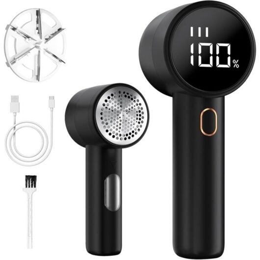 [NEVER USED] Pack Electric Lint Remover Shaver, LED Screen, Rechargeable Type-C Cable, 6 Blade Head Lint Remover, Ideal for Clothes Sofas Blankets
