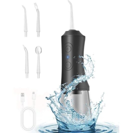 Portable 300 ml Water Flosser - Oral Irrigator IPX7 Waterproof with 3 Modes and 4 Interchangeable Tips
