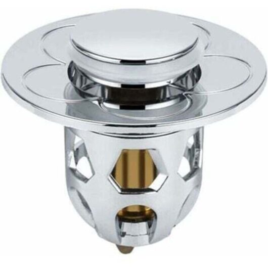 [Silver] Universal Sink Leak Stopper Stainless Steel Drain Filter Bounce Converter Push Rod Sink Drain Core
