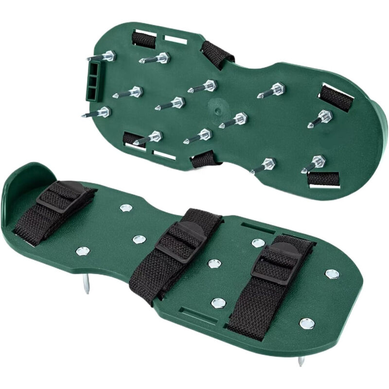 Spike Shoes for Lawn Aerator - for Lawn Ventilation, Manual Scarifier - 2X Spike Shoes with Soles and 42 mm Spikes, Adjustable Lawn Shoes