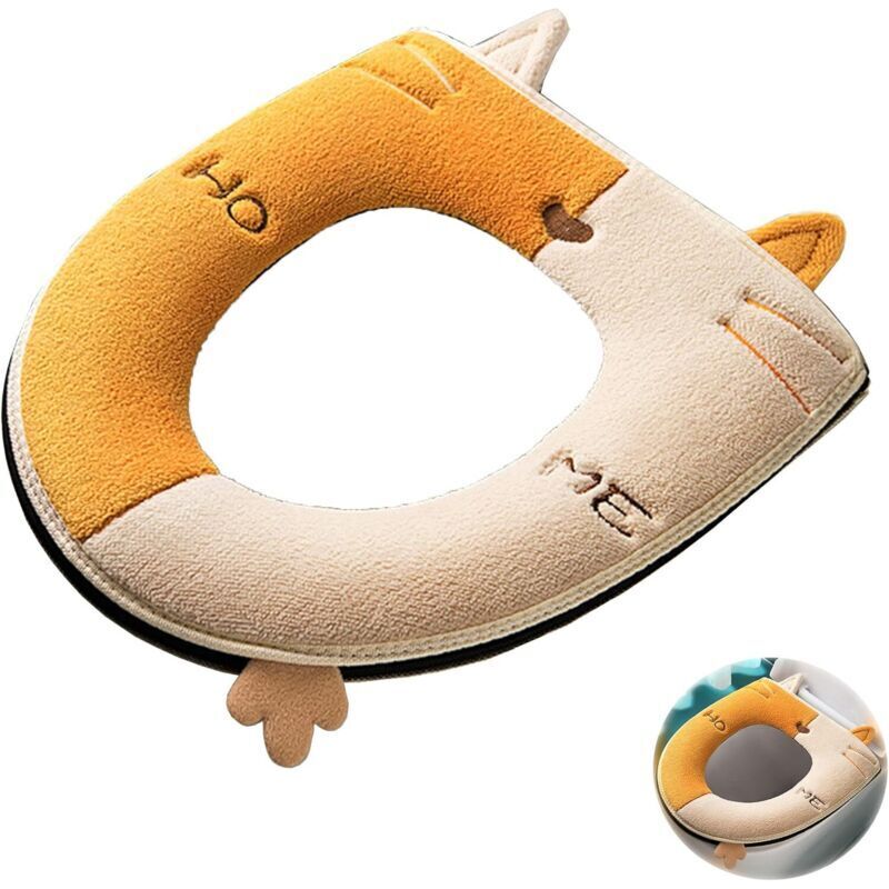 Toilet Seat Cushions with Zipper, Washable Toilet Seat Pads, Toilet Seat Covers with Handle, Kitten Pattern Toilet Seat, Fits Most Toilets (37X43cm)