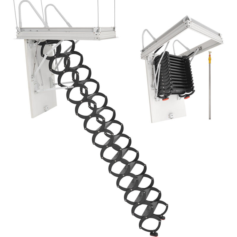 VEVOR Attic Ladder, 660LBS/299.4KG Capacity, Fits 10.5 to 11 ft Ceiling Height and 39.4 x 27.5 inch Opening Size, Alloy Steel Pull-Down Retractable