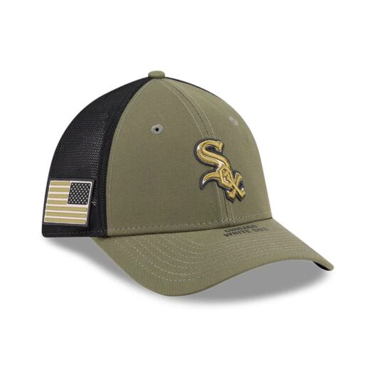White Sox MLB Armed Forces Day 2026 Green 39THIRTY M-Crown Stretch Fit Cap New Era Cap adult unisex