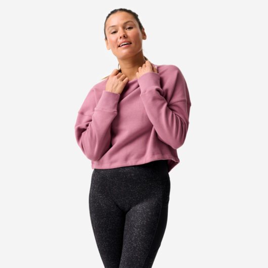 Women's Stretchy And Comfortable Cropped Fitness Sweatshirt - Dark Purple