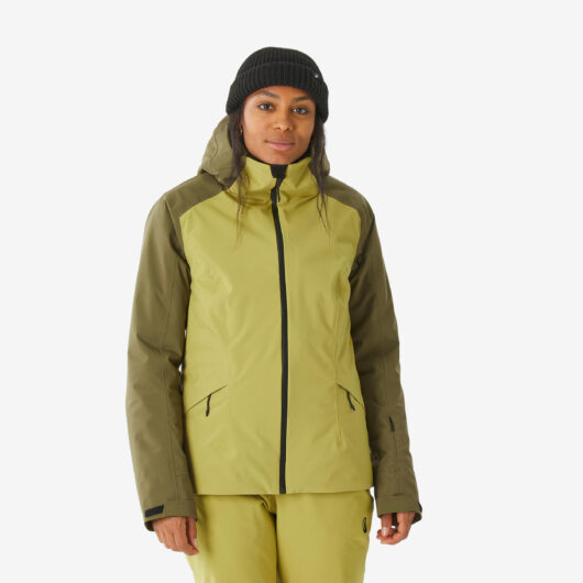 Women's Warm - Waterproof Ski And Snowboard Jacket Jkt 500 - Khaki