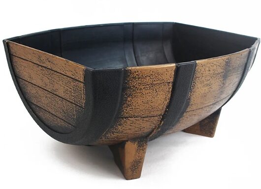Wooden Barrel-Shaped Flower Pot