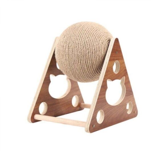 Wooden Cat Scratching Board, Cat Scratching Ball, Cat Grinding Claws, Hand-Wound Sisal Rope Cat Climbing Frame, Cat Scratching Toy (Small)