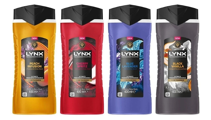 3, 6 or 12-Pack of Lynx Premium Body Wash - 4 Scents!