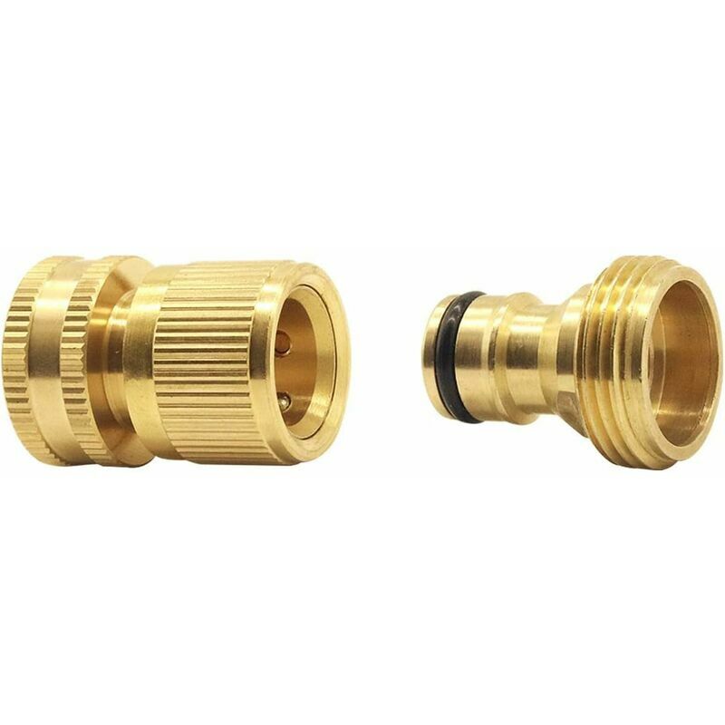 3/4 Inch Faucet Connector, Garden Hose Connection Kit, Garden Hose Faucet Fitting Quick Connector with Brass Thread