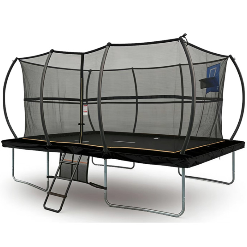 Big Foot 8x12ft Rectangular Trampoline with Safety Enclosure Black - Free Ladder Shoe Tidy Anchor Kit Basketball