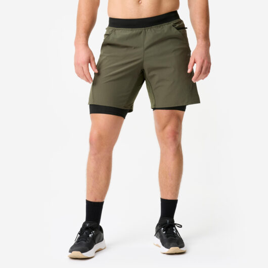 Men's 2-in-1 Breathable Fitness Shorts with Zip Pocket