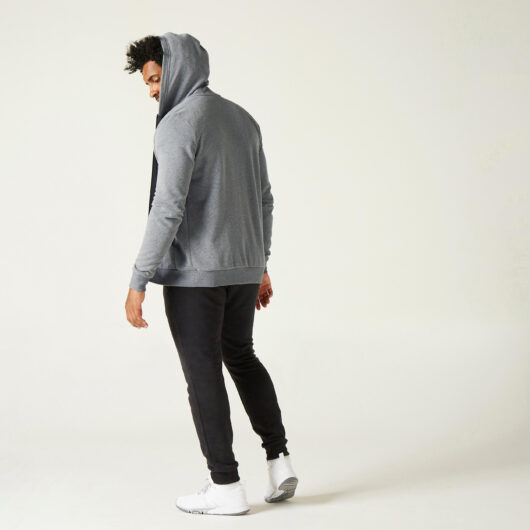 Men's Zip-up Fitness Hoodie 100 - Grey