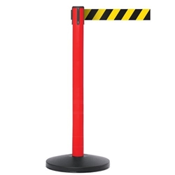 Obex Safety Belt Barrier; 3400 mm; Red Post; Black/Yellow Chevron
