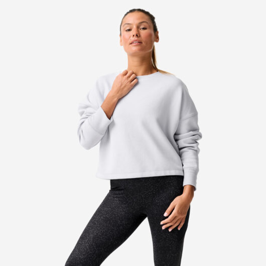 Women's Comfortable And Stretchy Fitness Cropped Sweatshirt - Light Blue
